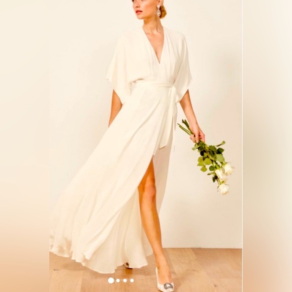 Reformation Winslow Wrap Style Bridal Ivory White Maxi Dress Size XS - Picture 1 of 5